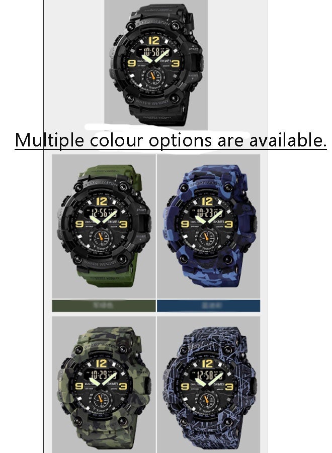 نيوترل ساعة SK-17 الرياضية المقاومة للماء للاستخدام الخارجي أنيقة وعصرية، تتميز بعرض ثلاثي للوقت، وحركة مزدوجة العيار مع مؤقت، ومنبه، وساعة توقيت، ووظائف مضيئة. مناسبة للرجال والطلاب (مينا سوداء + حزام أخضر). - Image 3
